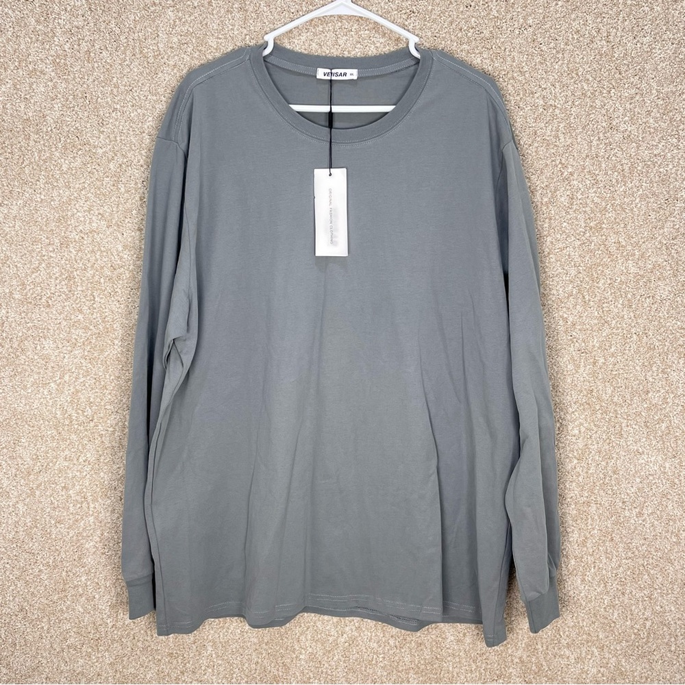 Imperfect NWT VEIISAR‎ men's long sleeve shirt 100% cotton gray grey neutral XXL